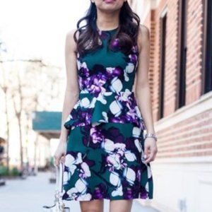 Banana Republic Green Floral Peplum Dress Sz 10